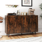 Giantex Sideboard Buffet Cabinet, 50’’ Accent Kitchen Storage Cabinet with 4-Door & 5-Position Adjustable Shelves, Modern Sideboard with 5 Legs, Buffet Table for Coffee Bar, Living Room, Rustic Brown