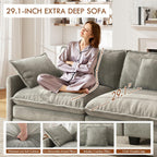 WorthFurni 111.4” Modular Sectional Sofa, U Shape Cloud Couch with 2 Movable Ottoman, Comfy Chenille Deep Seat Sofa with Soft Pillows for Apartment Living Room Bedroom（Grey）