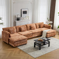 147.8" U Shaped Modular Sectional Sofa, Comfy Cloud Couch with Movable Ottoman, Deep Seat Modular Sofa, Sectional Couches for Living Room, Bedroom, Apartment (Orange)