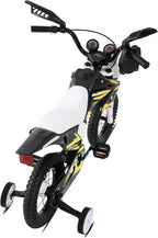KEANO Motocross Style Kids Bike for Boys Girls Ages 3-7 Years, 12 & 16 Inch Bikes with Training Wheels and Number Plate, Children Bicycles Black