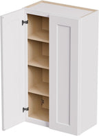 Solid Wood Kitchen Wall Cabinets, 24 Inch Wide Over The Toilet Storage Cabinet, Bathroom Organizer Cabinets with 2 Shaker Door & 3 Shelves, Easy Assembly for Dining Room, Laundry - White