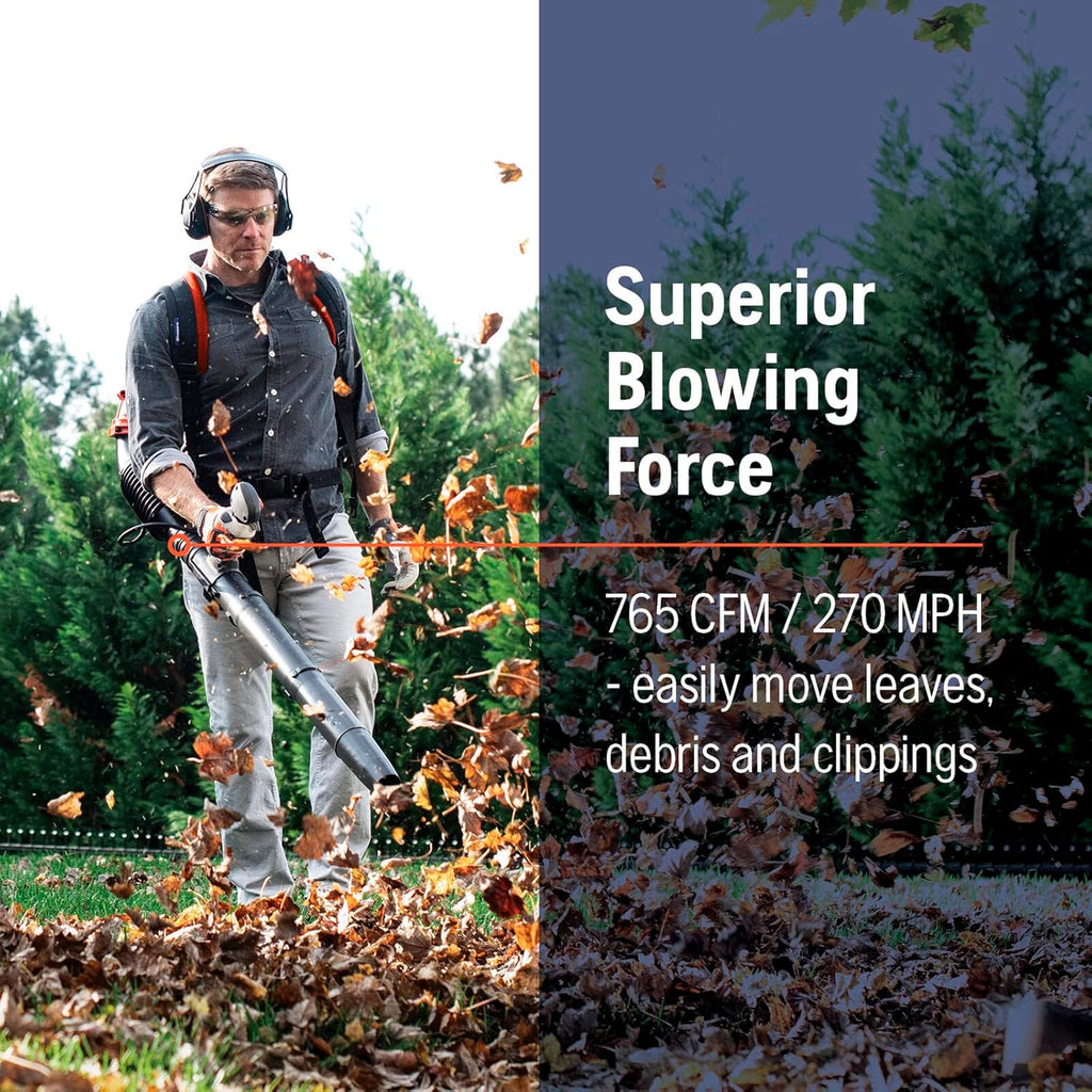 Husqvarna 150BT Gas Leaf Blower  51-cc 2.16-HP 2-Cycle Backpack Leaf Blower  765-CFM  270-MPH  22-N Powerful Clearing Performance and Ergonomic Harness System  970466901