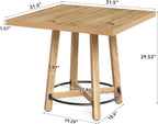 LITTLE TREE 31.5 Inch Modern Dining Table, Square Kitchen Table for Small Space, Perfect for 2-4 People, Mid-Century Modern Style for Kitchen & Dining Room, Brown & Black