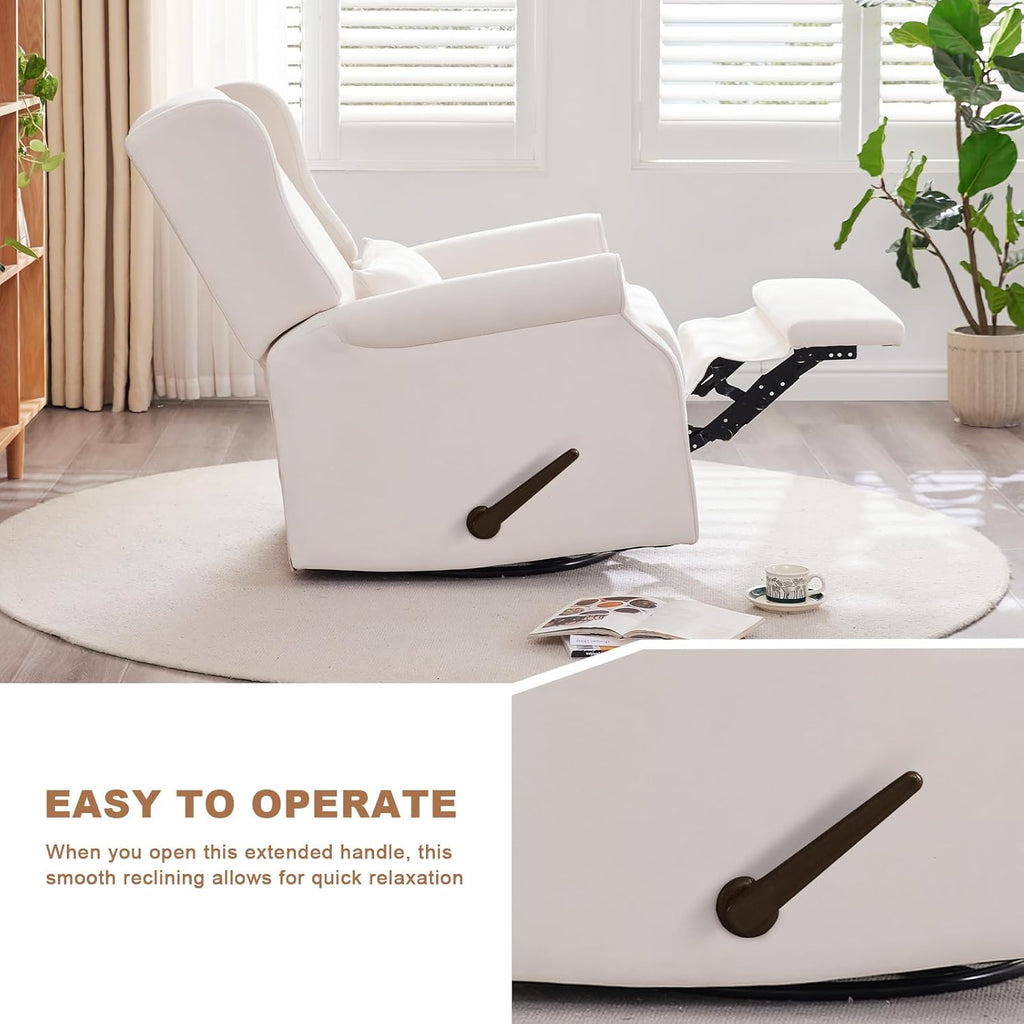 Nursery Swivel Glider Recliner,Rocking Chair Nursery with Footrest,Rocking Recliner Chair for Nursery,Glider Rocker Recliner for Living Room & Bedroom,Beige