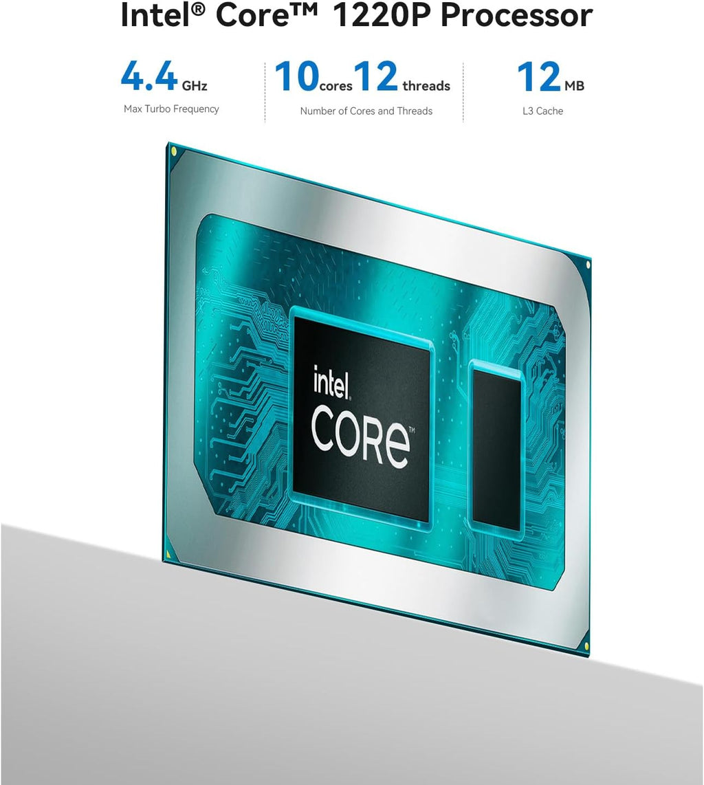 Beelink EQi12 Mini PC  Intel Core 1220P (up to 4.4GHz) 10C/12T  Mini Computer 16GB DDR4 3200MHz 500GB PCIe4.0 SSD  Dual HDMI Display 4K 60Hz/WiFi6/BT5.2/HTPC/NPU/AI/Built-in PSU