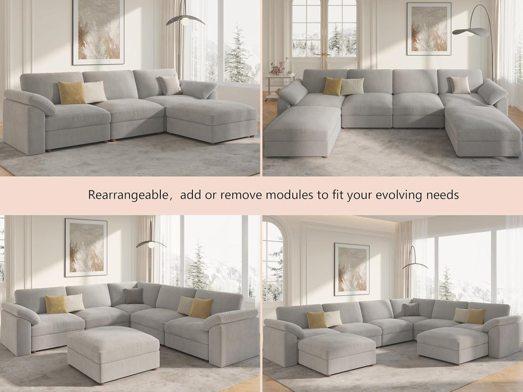 EASE MOOSE Modular Sectional Sofa,Oversized U Shape Sectional Couch with Ottoman,Wide Deep Modular Cloud Couch,Removable Cover