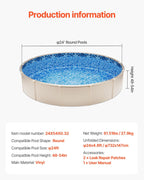 VEVOR 24-ft Round Above Ground Pool Liner  Overlap Pool Liners  Standard Gauge Vinyl  48-to-54inch Wall Height  Designed for Steel Sided Above-Ground Swimming Pools