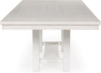 Signature Design by Ashley Robbinsdale Casual Removable Center Leaf Dining Extension Table with Trestle Base, Wood, Ash Veneer, Tabletop with Planked Effect, 2 Removable Center Leaves, Seats 8, White