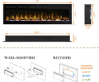 60" Smart WiFi Electric Fireplace Insert, 13 Flame & Fuel Bed with Automatic Cycle, Fireplace Heater with APP Control & Thermostat, Timer, Recessed and Wall Mounted
