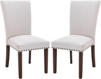 COLAMY Upholstered Dining Chairs Set of 4, Parsons Style Linen Beige Accent Chairs with High Back, for Round Kitchen Table or Small Dining Room – Comfortable & Stylish