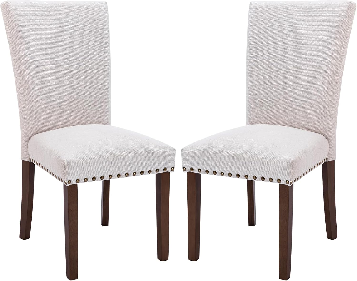 COLAMY Upholstered Dining Chairs Set of 4, Parsons Style Linen Beige Accent Chairs with High Back, for Round Kitchen Table or Small Dining Room – Comfortable & Stylish