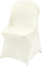 VEVOR Stretch Spandex Folding Chair Covers, Universal Fitted Chair Cover, Removable Washable Protective Slipcovers, for Wedding, Holiday, Banquet, Party, Celebration, Dining (30PCS Ivory White)