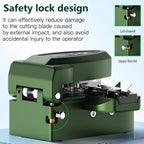 One-Step Fiber optic Cleaver VD-1 automatic Optical Fiber Cutter tool with 3-in-1 Clamp, 28-Position Blade, Detachable waste fiber box for Splicing & Cold Connection, FTTH Telecom & CATV Installation