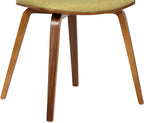Armen Living Jaguar Mid-Century Dining Chair in Walnut Wood and Green Fabric