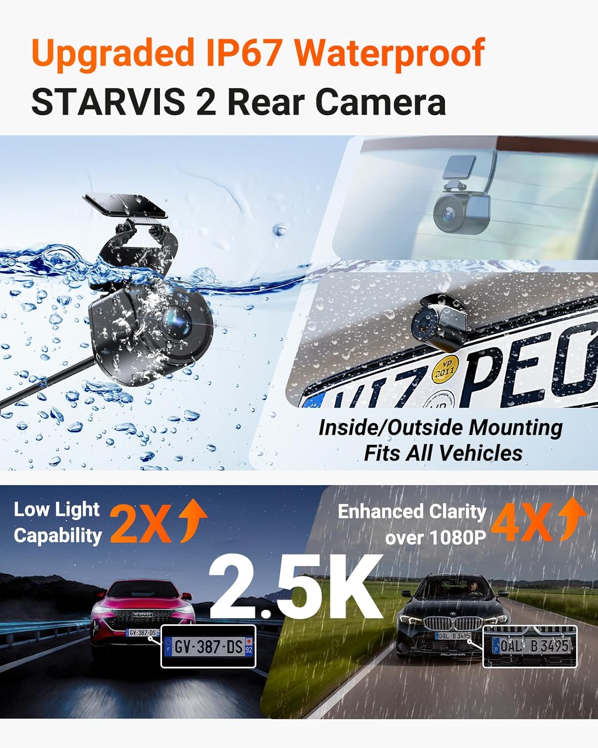 Vantrue N4 Pro S 4K 3 Channel Dash Cam w/Triple STARVIS 2  4K+1080P+2.5K Front Inside Rear Dash Camera  4+2.5K Dual Channel  HDR IR Night Vision  Voice Control  Parking Mode  GPS  Wi-Fi  Support 1TB