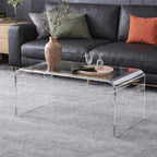 MESAILUP 32inch Premium Clear Acrylic Rectangle Coffee Table for Living Room,Mid Century Transparent Waterfall Lowtea Table, Middle Size Table (32"x16"x16") Need Assembly Fit for 2 Seat Sofa