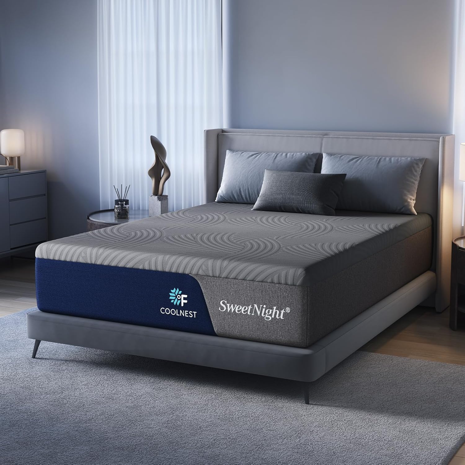 Sweetnight CoolNest Queen Mattress, 14 inch Cooling Queen Size Memory Foam Mattress for Cool Night Sleep, 5-Zone Ergo Support for Pressure Relief, Medium, CertiPUR-US Certified