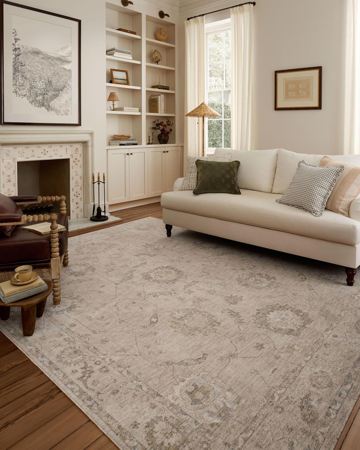 Loloi Chris Loves Julia Louisa Collection LOI-02 Oatmeal/Slate 7'-10" x 10', .38" Pile Height, Area Rug