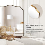 ANDY STAR 30"x40" Brushed Gold Bathroom Mirror, Large Rectangle Scalloped Mirror, Antique Brass Mirror in Rust-Proof Stainless Steel 1" Frame, Unique Wavy Design, Ideal for Home Remodel