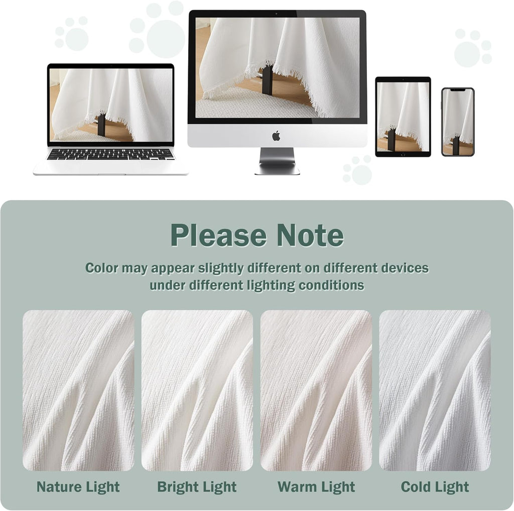 MEETSKY L Shaped Sectional Couch Covers, 2 Pieces Chenille Washable White Sofa Covers, Furniture Protector Sofa Throw Cove for Pets, Sofa Slipcover for 3-4 Cushion Couch (XX-Large, 71"x118"+91"x134")