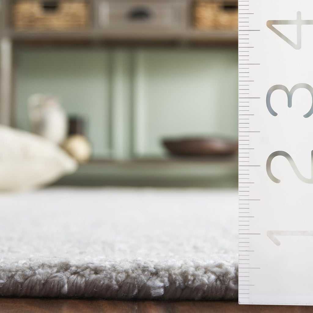 SAFAVIEH Abstract Collection Area Rug - 10' Square, Ivory & Beige, Handmade Wool & Viscose, Ideal for High Traffic Areas in Living Room, Bedroom (ABT141D)