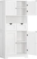 TEENFON 57.8" H Tall Bathroom Storage Cabinet with 4 Doors & 2 Adjustable Shelves, Freestanding Bathroom Cabinet with 2 Drawers, Kitchen Cabinets & Pantry, Cupboard for Kitchen, Dining Room, White
