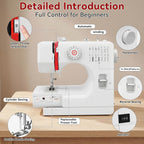 Beginners Sewing Machine for Beginners, Dual Speed Portable Electric Mini Sewing Machine with 14 Stitches, Complete Repair Kit for Clothing Fabrics, Handheld Sew Machine for DIY Travel & Home Use