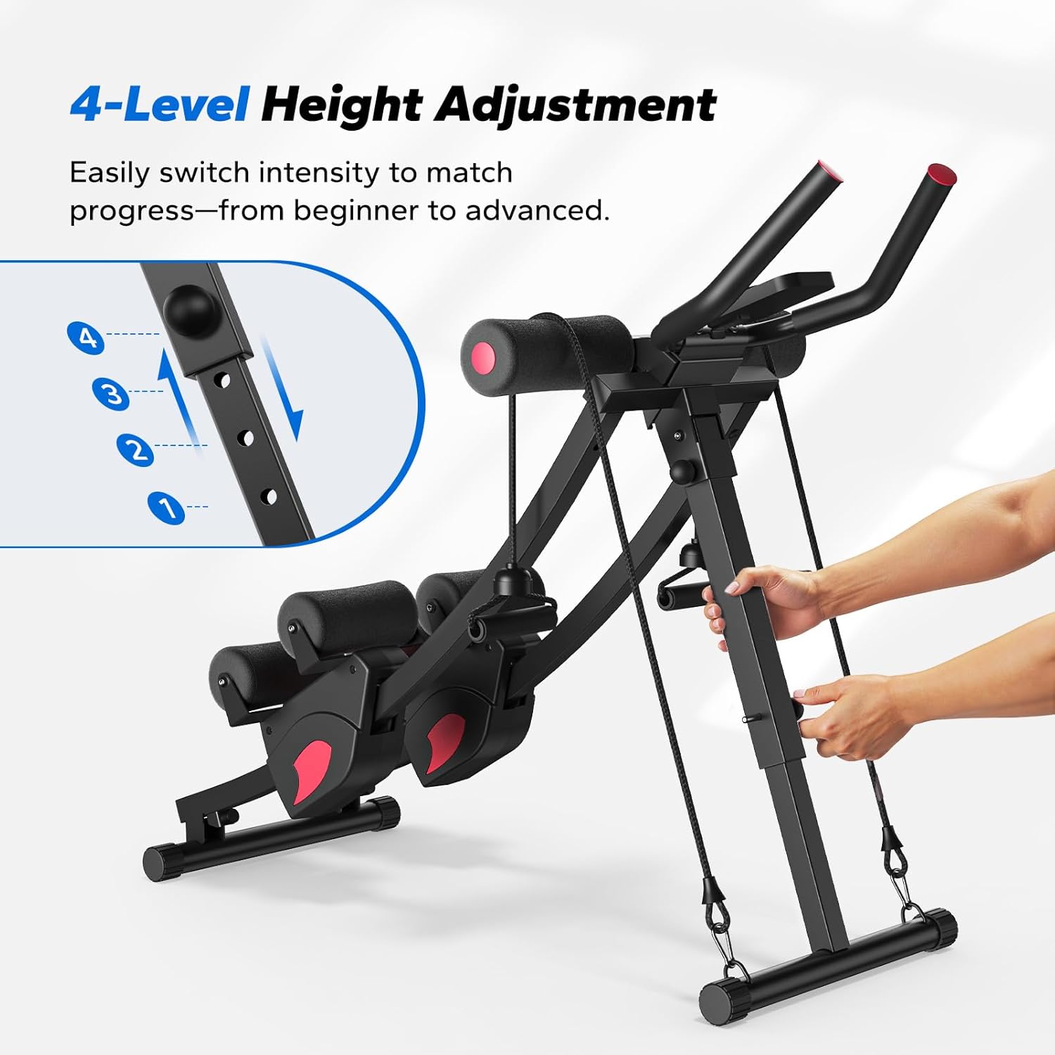 MERACH Ab Machine, Adjustable Ab Trainer Machine, AB Workout Equipment for Home Gym, Independent Dual Tracks for Mountain Climber, Foldable for Home Exercise, Load Capacity 440 LBS