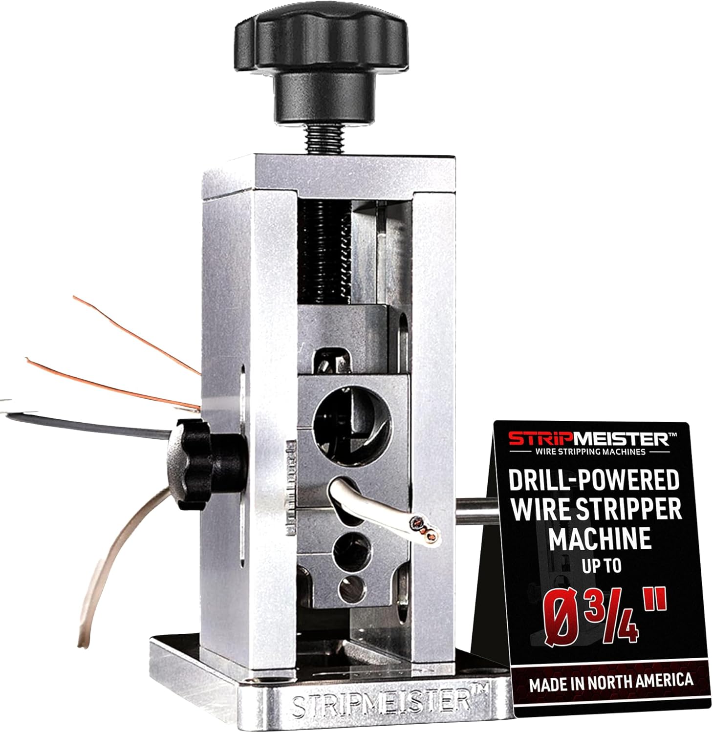 StripMeister Original Drill-Powered Wire Stripper – Wire Sizes Up To Ø3/4", Jam-Free, Copper Wire, Built for Safety, Speed, and Efficiency - Portable Wire Stripping Machine