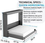 Create-A-Bed Queen Size Deluxe Murphy Bed Kit, Horizontal