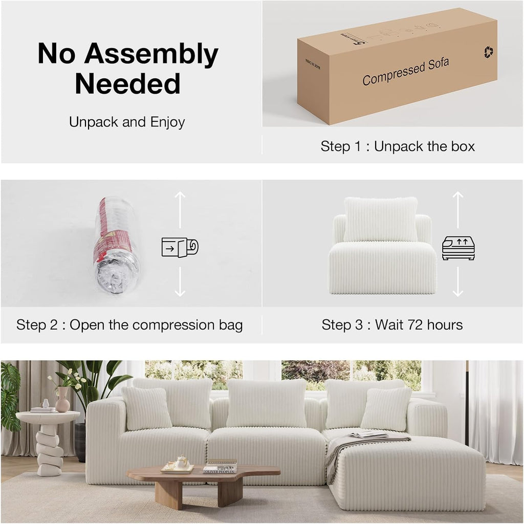 Novilla Modular Sectional Sofa, Modern Cloud Sectional Couch with Smarts Coil® Support, Upholstered Boneless Couch for Living Room Apartments Bedroom, No Assembly Required, Beige (Armless Chair)