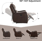 Leather Recliner Chair, Manual Recliner Chair for Adults with Overstuffed Arms and Back, Single Sofa Recliner with Cup Holders for Living Room (1, Red Brown)