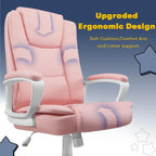 OFIKA Home Office Chair, Ergonomic Desk Chair, Adjustable Task Chair for Lumbar Back Support, Computer Chair with Rolling Swivel and Armrest, Modern Executive High Back Leather Chairs (Pink)