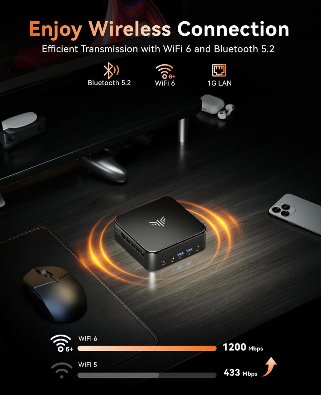 KAMRUI E3B Mini PC with AMD Ryzen 5 7430U (Beat 5500U  up to 4.3GHz)  16GB DDR4 512GB M.2 SSD Mini Computer  Mini Gaming PC with USB Type-C Supports Triple 4K Display  WiFi 6  BT 5.2