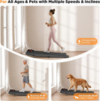 2.5HP Walking Mat with Incline pad,Under Desk Treadmill, Walking Running Pad with Remote, 3 in 1 Low Noise Small Mini Portable Treadmill with Led Screen, Compact Treadmills for Home, 265lbs Capacity