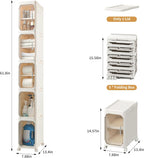 Narrow Bathroom Storage Cabinet with Wheels,5-Tier Plastic Slim Cabinets with Adjustable Shelves for Small Spaces,Bathroom, Kitchen, Cream White