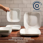 Corelle Vitrelle 18 Piece Glass Dinnerware Sets Rectangular Square Plate and Bowl Set Service for 6, Triple Layer Chip & Crack Resistant Glass Plate and Bowl Sets, Wandering Grove