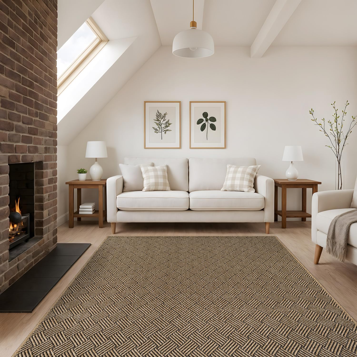 Easy Jute Rugs 9x12 Herringbone Natural Color Living Room Indoor Outdoor Area Rug for Patio and Kitchen Rug High Traffic Washable Easy to Clean Solid Boho Woven Design Carpet (9 x 12)