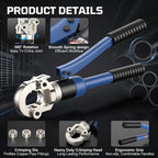 SWANSOFT Hydraulic Copper Pipe Crimping Tool with Interchangeable 1/2", 3/4", 1" Dies – Compact Pro Press Tool for Copper Tube Tight Spaces and Tee Fittings