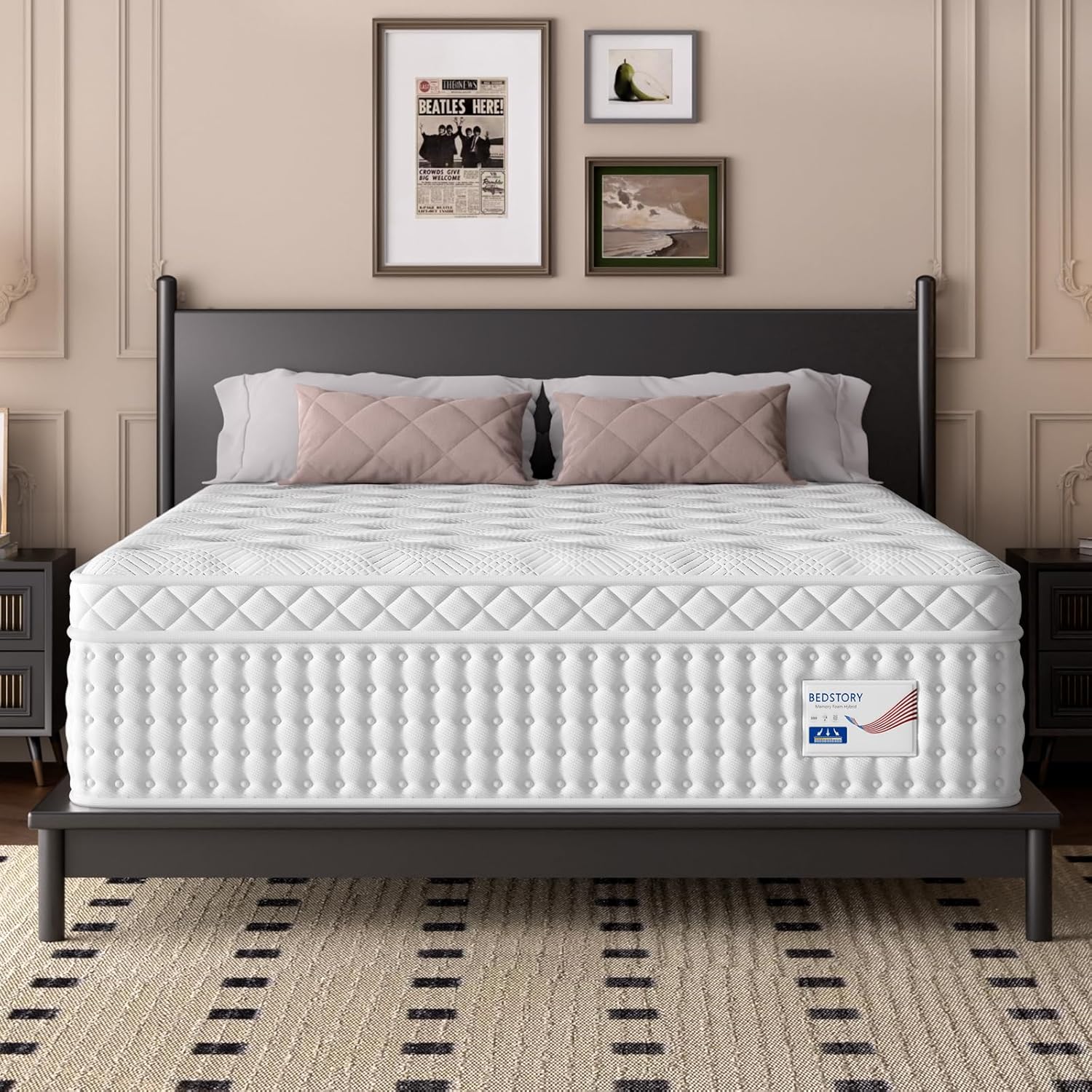 BedStory 14 Inch Firm King Size Mattress, Luxury Hybrid Mattress in a Box for Zoned Pressure and Pain Relief, Signature Collection Deep Sleep Mattresses, 10 Years Warranty,365 Nights Trial