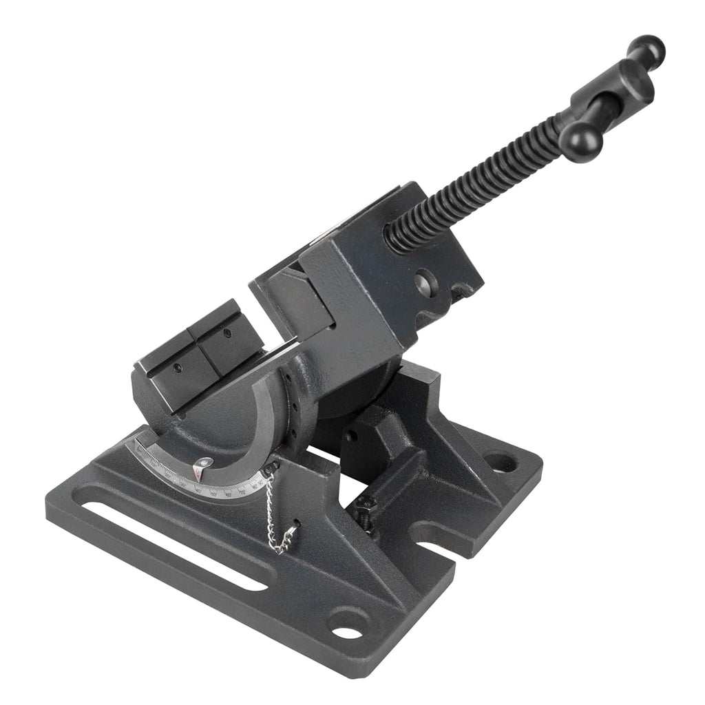 Strong Hand Tools Cradle-Angle Drill Presss Vise with 2500 lb of Clamping Force, MAX 3.5" Jaw Opening, 0-90 Degree Adjustable Tilt, Durable Cast Iron Vise, For Drill and Woodworking, SBV390