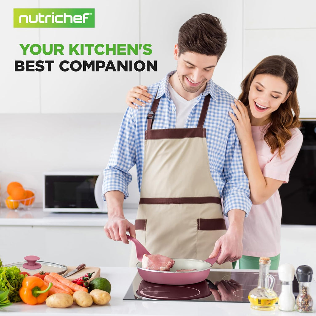 NutriChef 54-Piece Kitchen Cookware Set – Complete Non-Stick Ceramic Pots and Pans Set with Utensils, Bakeware, and Knife Set, Gas, Electric & Induction Compatible, Blush Pink Kitchen Essentials