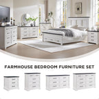ACCOHOHO Farmhouse 9 Drawer Dresser for Bedroom, 36 Inch Tall Modern Dresser TV Stand with Large Drawers & Bar Handles, Rustic Wood Chest of Drawers for Bedroom, Living Room, Hallway, Off White