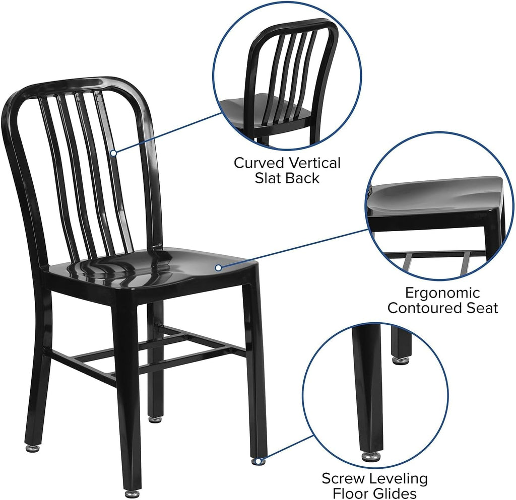 Flash Furniture Commercial Grade Black Metal Indoor-Outdoor Chair