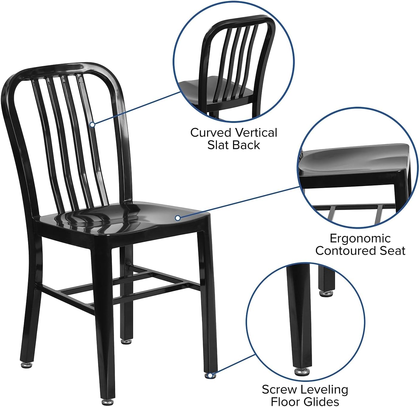 Flash Furniture Commercial Grade Black Metal Indoor-Outdoor Chair