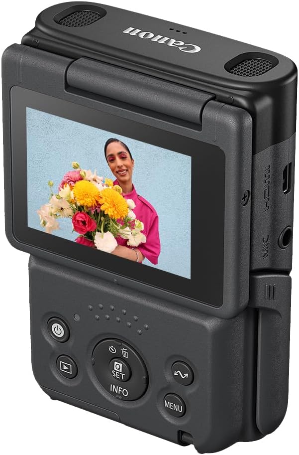 Canon PowerShot V10 Compact Vlogging Camera  1" CMOS Sensor  4K Video Streaming  Built‑in Wide‑Angle Zoom Lens  Flip‑LCD & Stereo Mic  Image Stabilization  Creator Studio in Your Pocket  Black