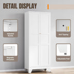Yizosh Metal Pantry Cabinet, 75" Kitchen Pantry with 2 Door and 4 Adjustable Shelves,White Metal Pantry Storage Cabinet,Cupboard for Kitchen,Dining Room,Living Room and Bathroom