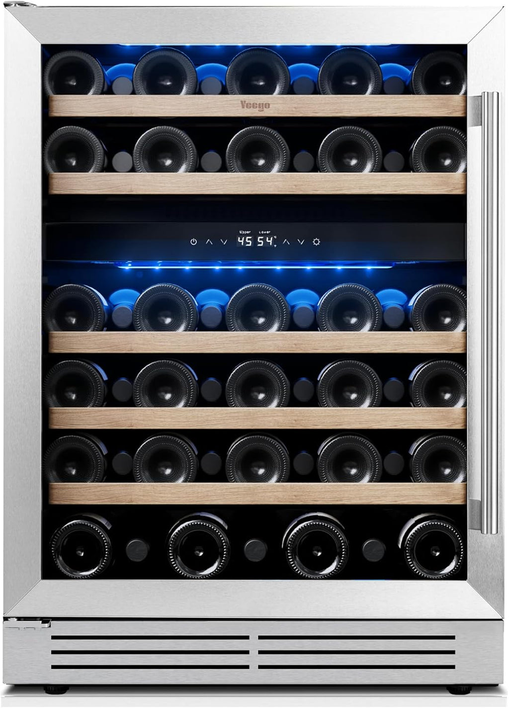 Yeego 24 Inch Wine Fridge Cooler - 52 Bottles Dual Zone Wine Cooler with Glass Door, 40-65℉ Built-In or Freestanding Refrigerator, Under Counter Wine Fridge for Kitchen Bar Office (Left-Hinged)