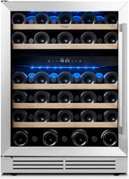 Yeego 24 Inch Wine Fridge Cooler - 52 Bottles Dual Zone Wine Cooler with Glass Door, 40-65℉ Built-In or Freestanding Refrigerator, Under Counter Wine Fridge for Kitchen Bar Office (Left-Hinged)