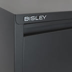 Bisley 3-Drawer Flush Front Vertical File Cabinet - Anthracite Grey, 2 Utility Drawers + 1 Hanging File Drawer, Powder-Coated Steel, Locking Bottom Drawer